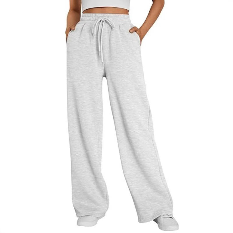 Damen nan Palazzo-Loungehose mit hoher Taille, elastischem Bund, Kordelzug und tiefen Seitentaschen Shop Nory