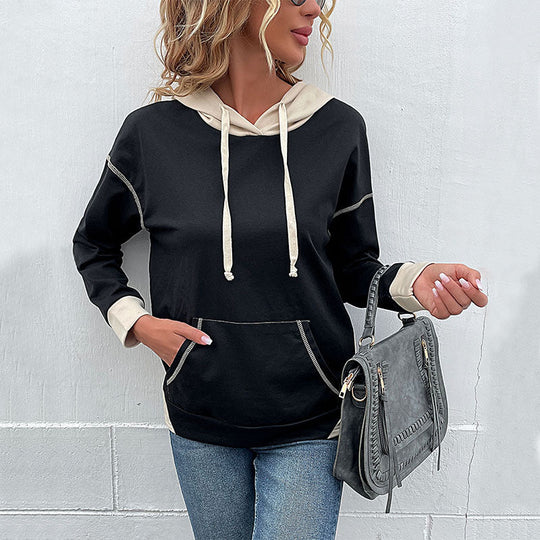 Damen Kapuzenpullover mit Kontrastbesatz, Kängurutasche und lässiger Oversize‑Passform Shop Nory