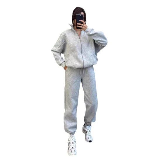 Damen Oversize Fleece-Set mit Reißverschlussjacke und weiten Jogginghosen Shop Nory