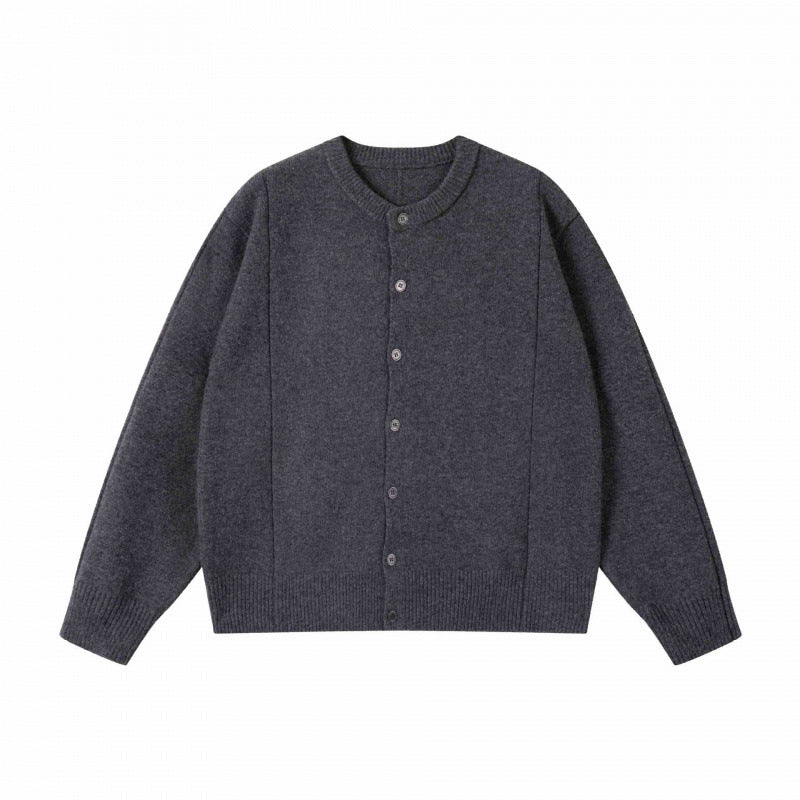 Unisex Boxiger Feinstrick-Cardigan mit Rundhals und durchgehender Knopfleiste Shop Nory