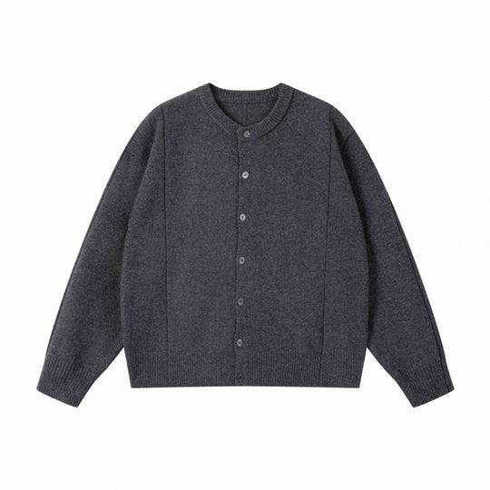 Unisex Boxiger Feinstrick-Cardigan mit Rundhals und durchgehender Knopfleiste Shop Nory