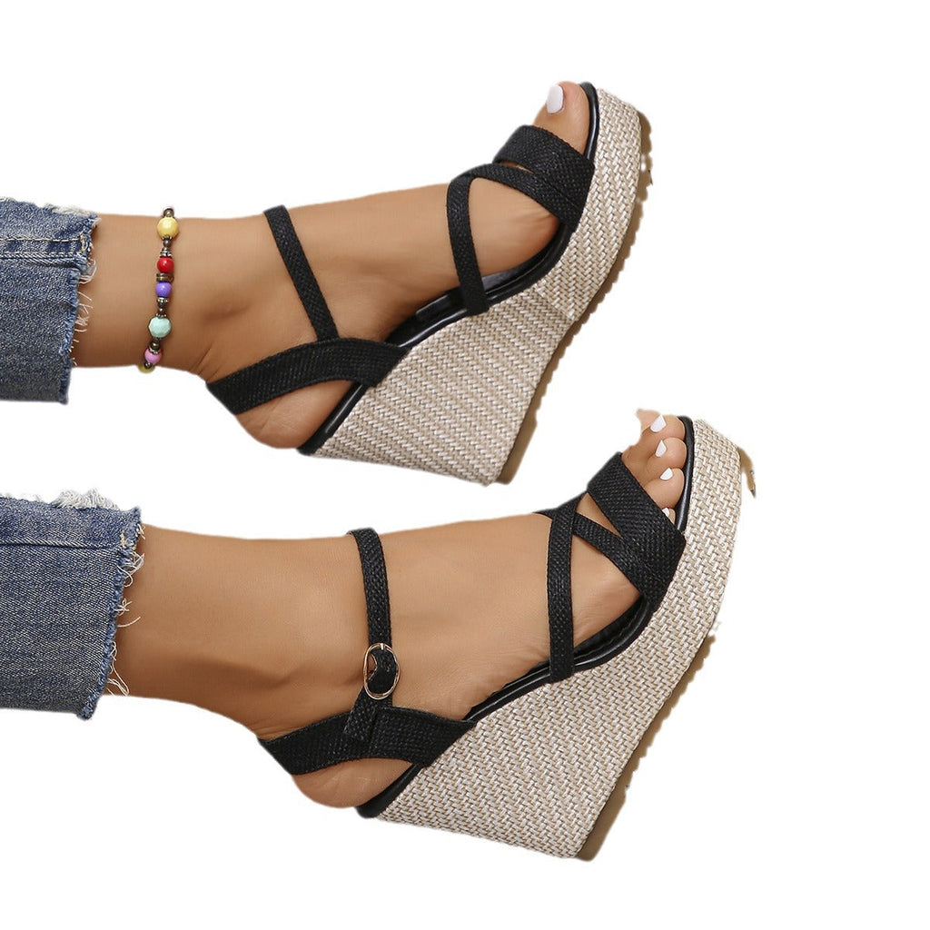 Damen Wedge-Sandalen mit verstellbarem Riemen und rutschfester Sohle