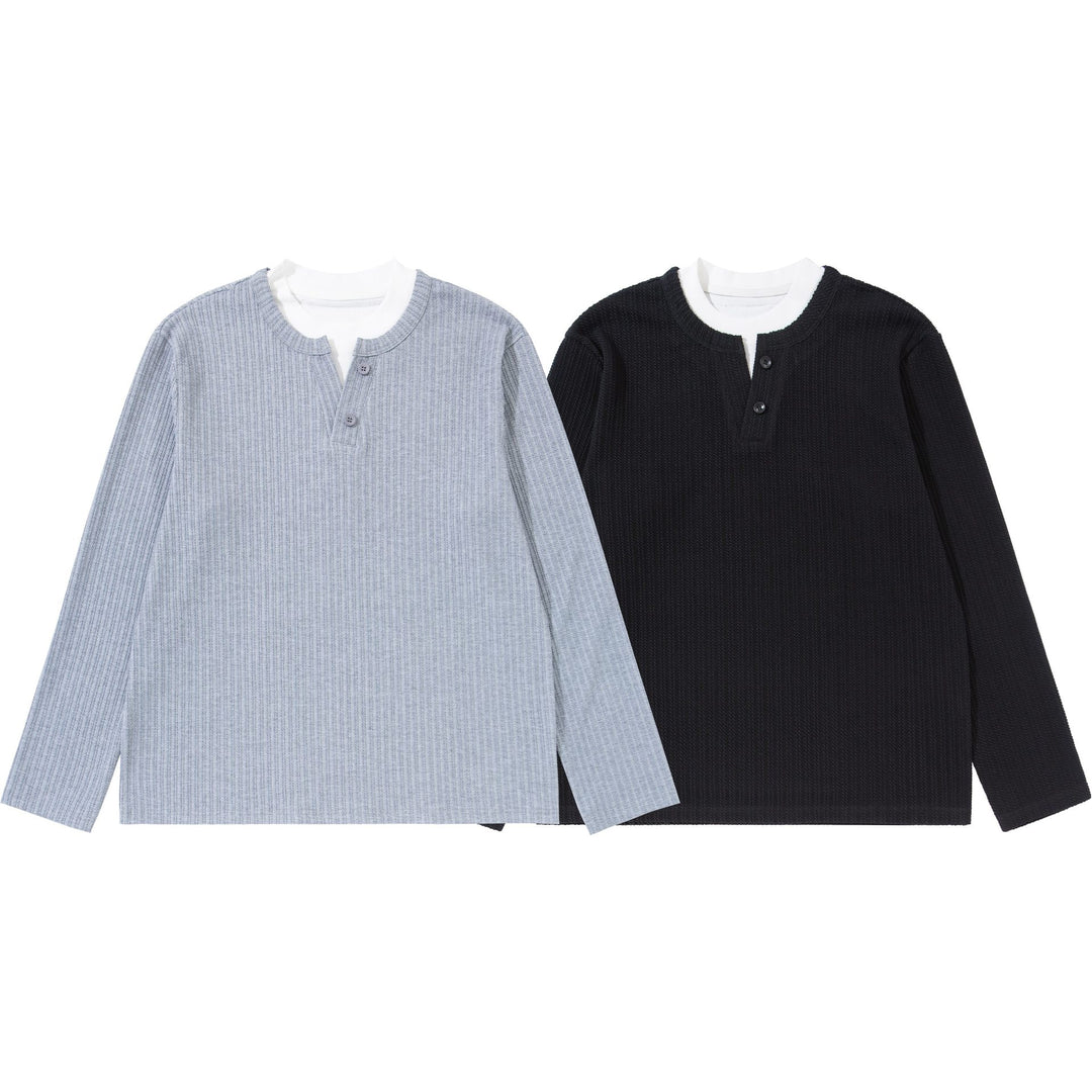 Unisex Feinstrukturierter Rippsweater mit Henley-Ausschnitt Shop Nory