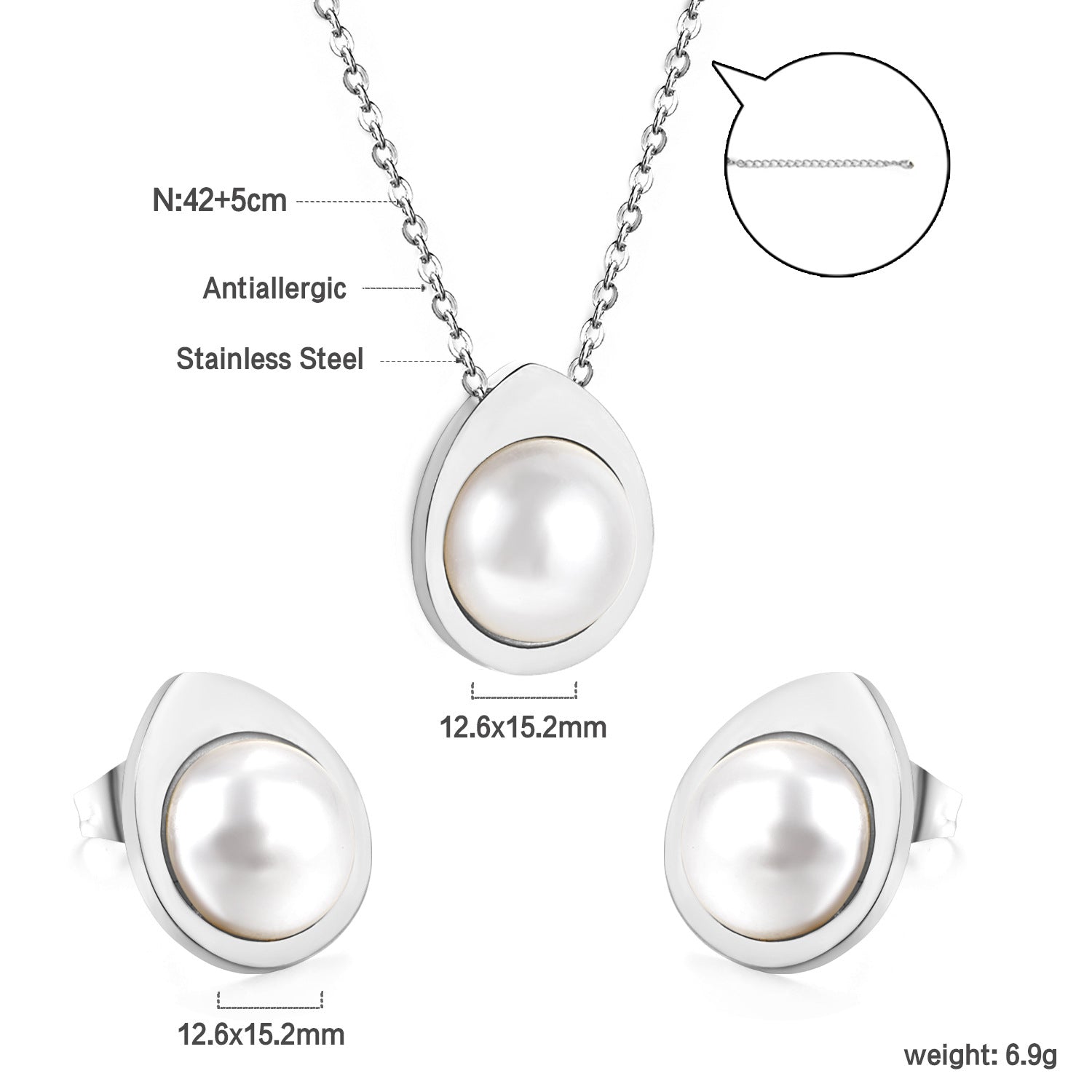 Damen Schmuckset mit Kruzifix-Anhänger und passenden Ohrringen Shop Nory