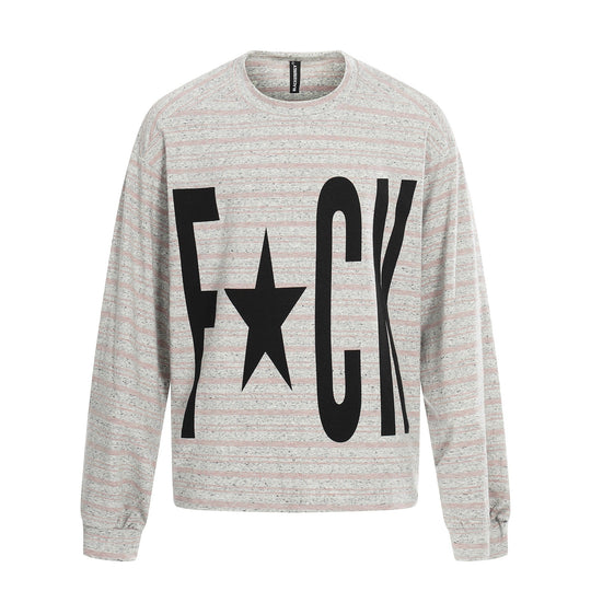 Damen Gestreiftes Oversize-Sweatshirt mit großflächigem Typo-Print und Rundhalsausschnitt Shop Nory