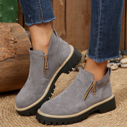 Damen Ankle-Boots mit Profilsohle, seitlichem Reißverschluss und gepolstertem Komfortschaft Shop Nory
