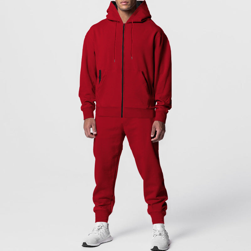 Herren nan zweiteiliges Trainingsset mit durchgehendem Reißverschluss, doppellagiger Kapuze und tapered Jogginghose Shop Nory