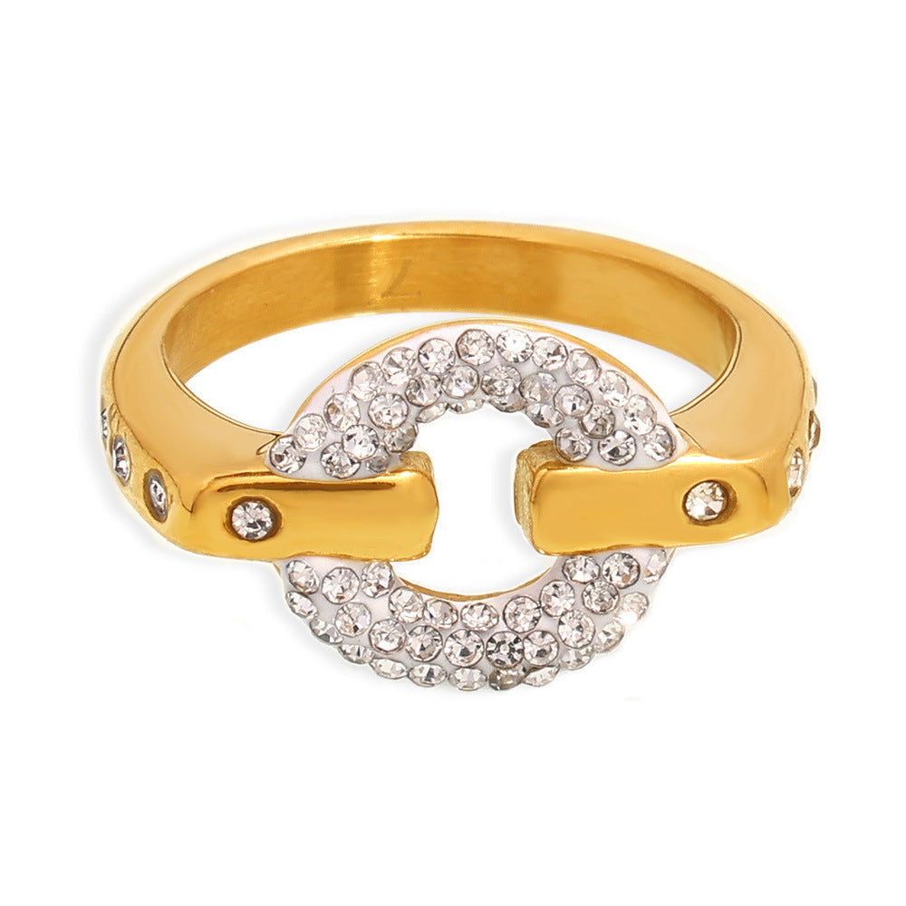 Damen Titanstahl Ring mit funkelnden Strasssteinen Shop Nory