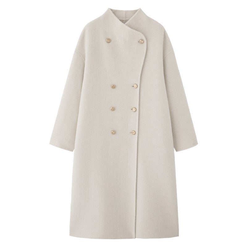 Damen Oversize Wollmix-Mantel mit doppelreihiger Knopfleiste, Stehkragen und überschnittener Schulter Shop Nory