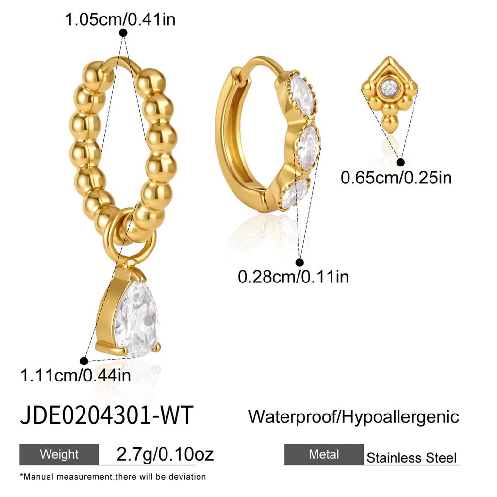 Damen Ohrhänger mit glitzernden Zirkonia und goldfarbener Edelstahlverarbeitung Shop Nory