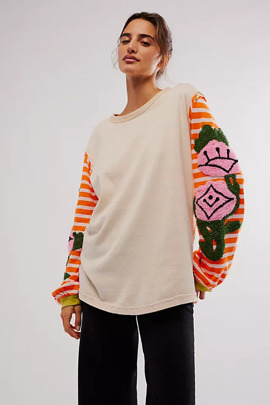 Damen Modischer Sweatshirt mit buntem Grafikdesign