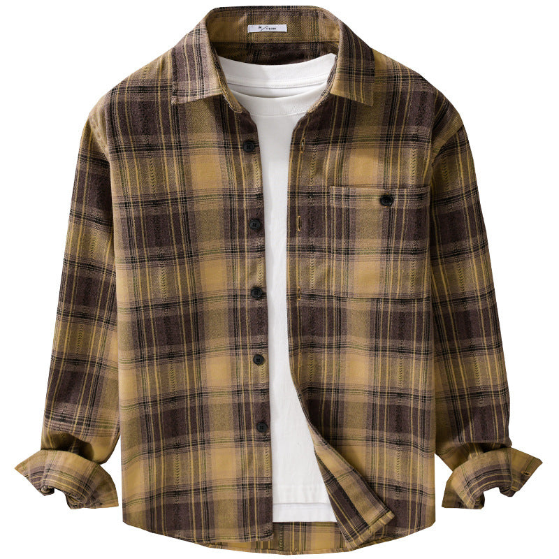 Herren Kariertes Flanell‑Hemdjacke im Overshirt‑Stil mit weich gebürsteter Oberfläche Shop Nory