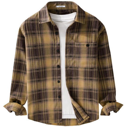 Herren Kariertes Flanell‑Hemdjacke im Overshirt‑Stil mit weich gebürsteter Oberfläche Shop Nory