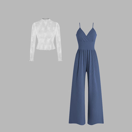 Damen elegantes und figurbetontes Jumpsuit-Set