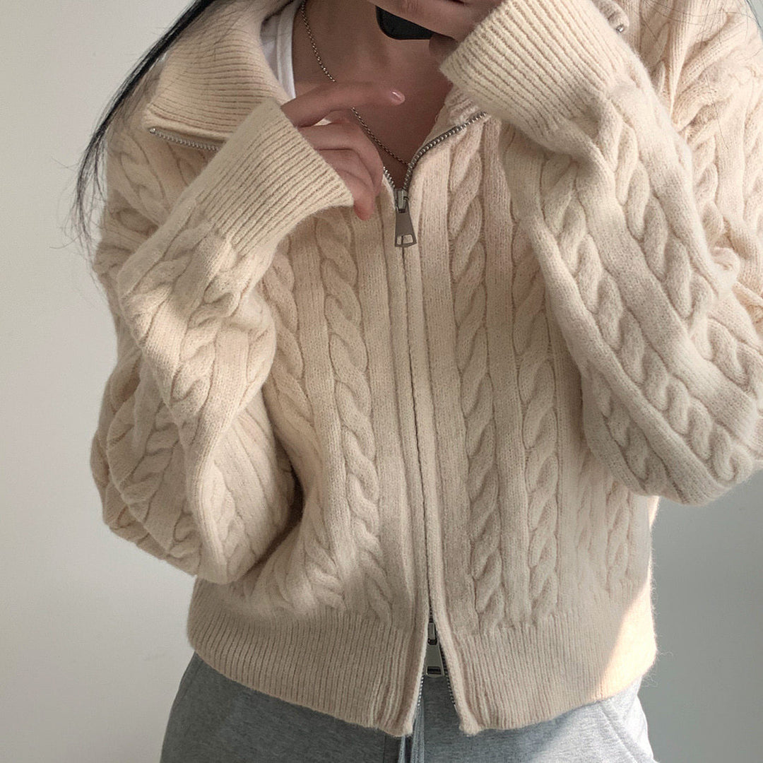 Damen Grob gestrickte Zip-Cardigan Shop Nory