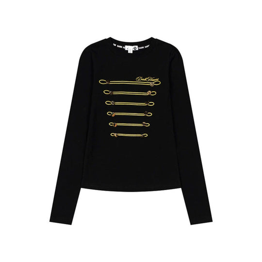 Damen Langarmshirt mit dekorativer Kordel- und Knopfapplikation Shop Nory