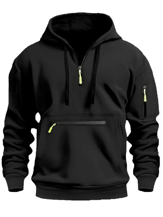 Herren Kapuzenpullover mit Halbzip, Kängurutasche und verdeckten Reißverschlüssen Shop Nory
