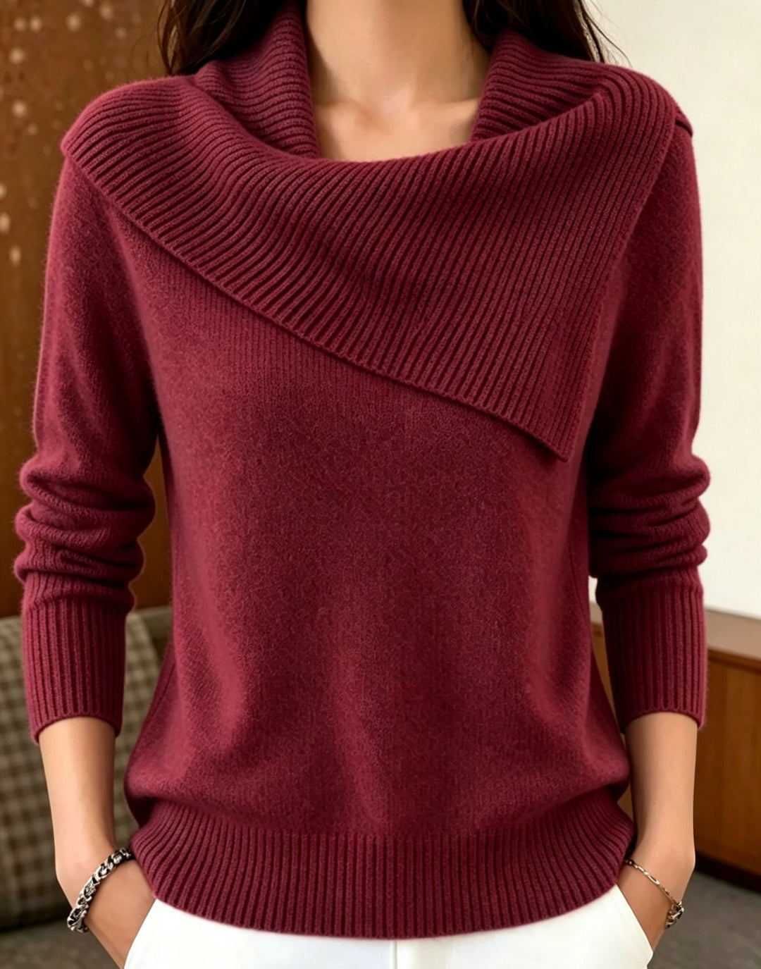 Damen Oversized Rollkragenpullover mit asymmetrischem Schalkragen Shop Nory