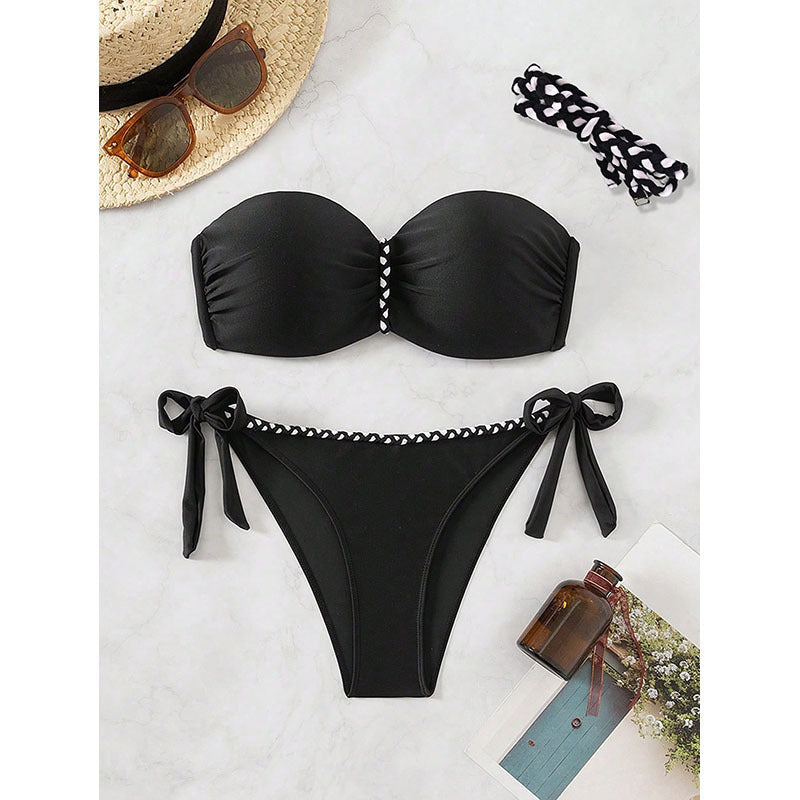Damen Bandeau-Bikini-Set mit raffinierten BindShopnoryändern