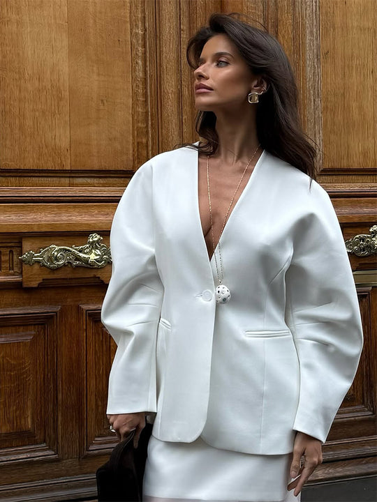 Damen Sculptural Blazer mit Ballonärmeln und taillierter Schnittführung Shop Nory