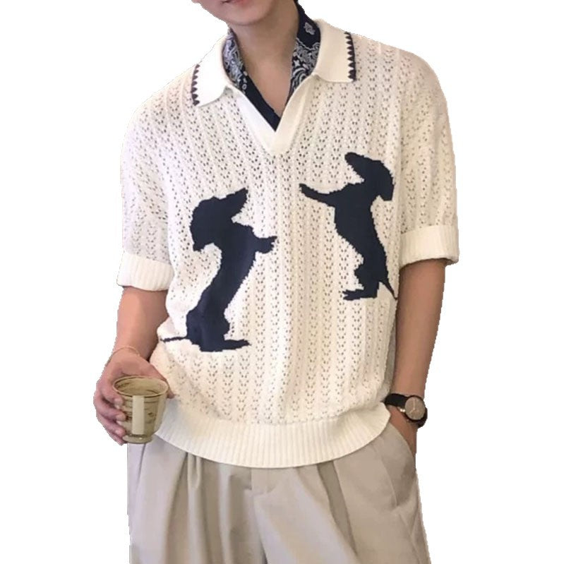 Herren Modischer Grobstrickpullover mit Tiermotiv Shop Nory