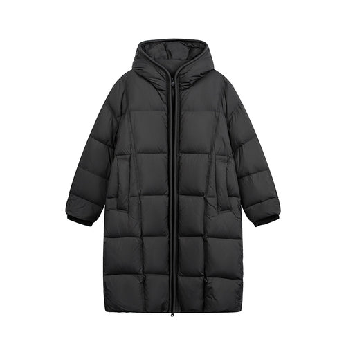 Damen Langer Steppmantel mit Kapuze, Oversize Thermoisolierung Shop Nory