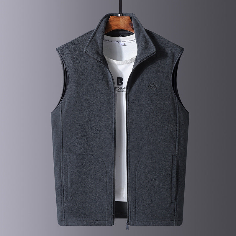 Herren Leichte Microfleece-Outdoorweste mit hochschließendem Stehkragen und verdecktem Reißverschluss Shop Nory