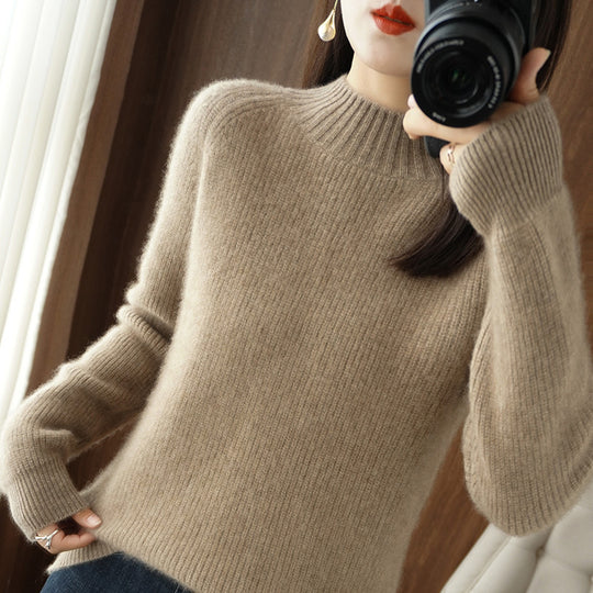 Damen Kurz-Stehkragenpullover aus feinem Feinstrick mit kaschmirähnlicher Weichheit und Raglanärmeln Shop Nory
