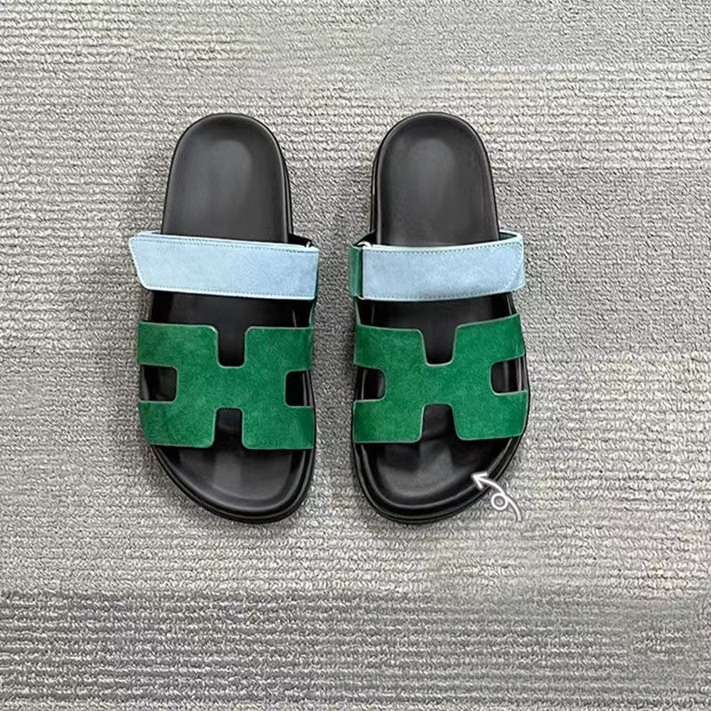 Damen Bequeme Zehentrenner-Sandalen mit breiten Riemen und rutschfester Sohle Shopnory