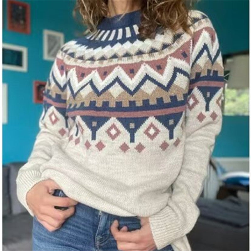 Damen nan Norwegerpullover aus Wollmix mit Rundhalsausschnitt und traditionellem Fair-Isle-Yoke Shop Nory