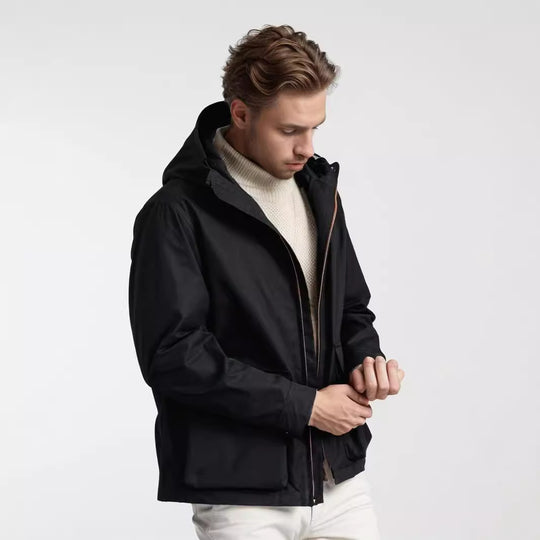Herren Kurze wetterfeste Kapuzenjacke im Field-Style mit großen Pattentaschen Shop Nory