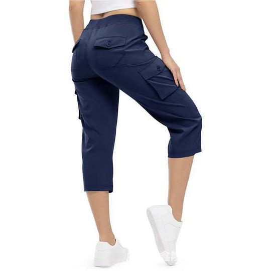 Damen Capri Cargo-Hosen in Bermuda-Länge mit hoher Taille und aufgesetzten Klappentaschen Shop Nory