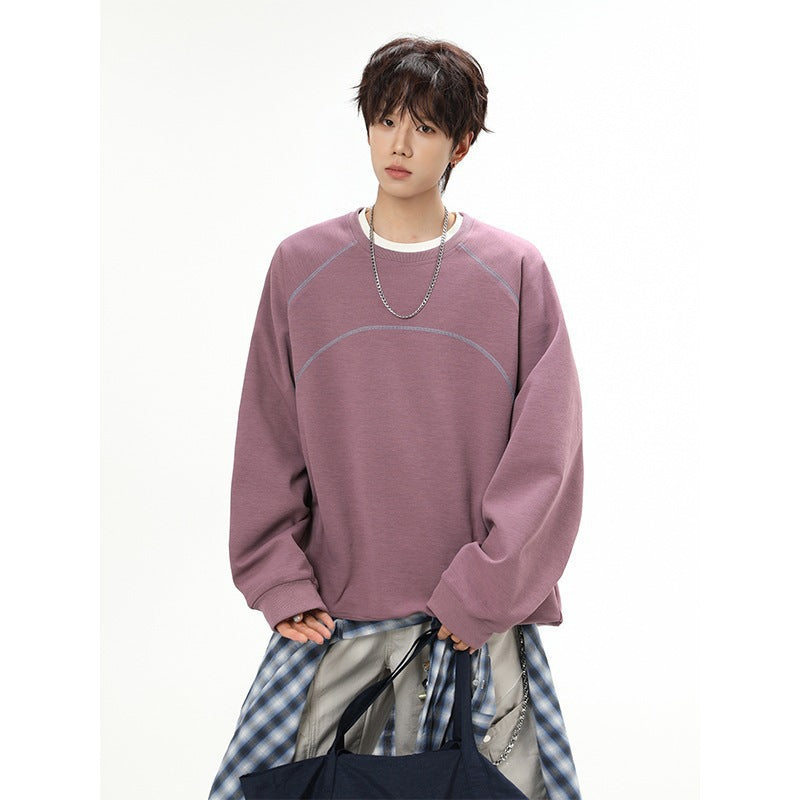 Herren Lockeres Sweatshirt aus Frottee mit dekorativen Sattel- und Steppnähten Shop Nory