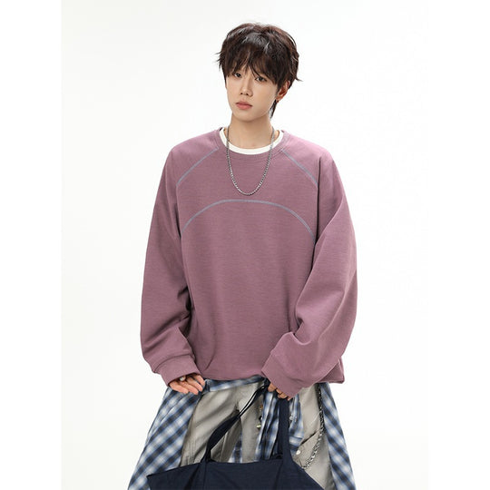 Herren Lockeres Sweatshirt aus Frottee mit dekorativen Sattel- und Steppnähten Shop Nory