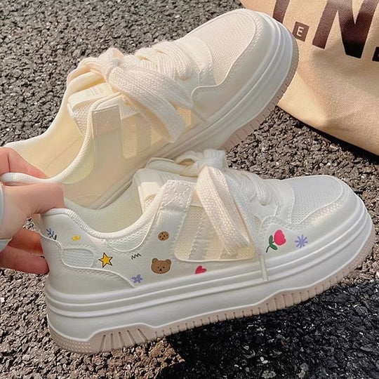 Damen Plateau-Sneaker mit niedlichen Cartoon-Prints und gepolstertem Komfortkragen Shop Nory