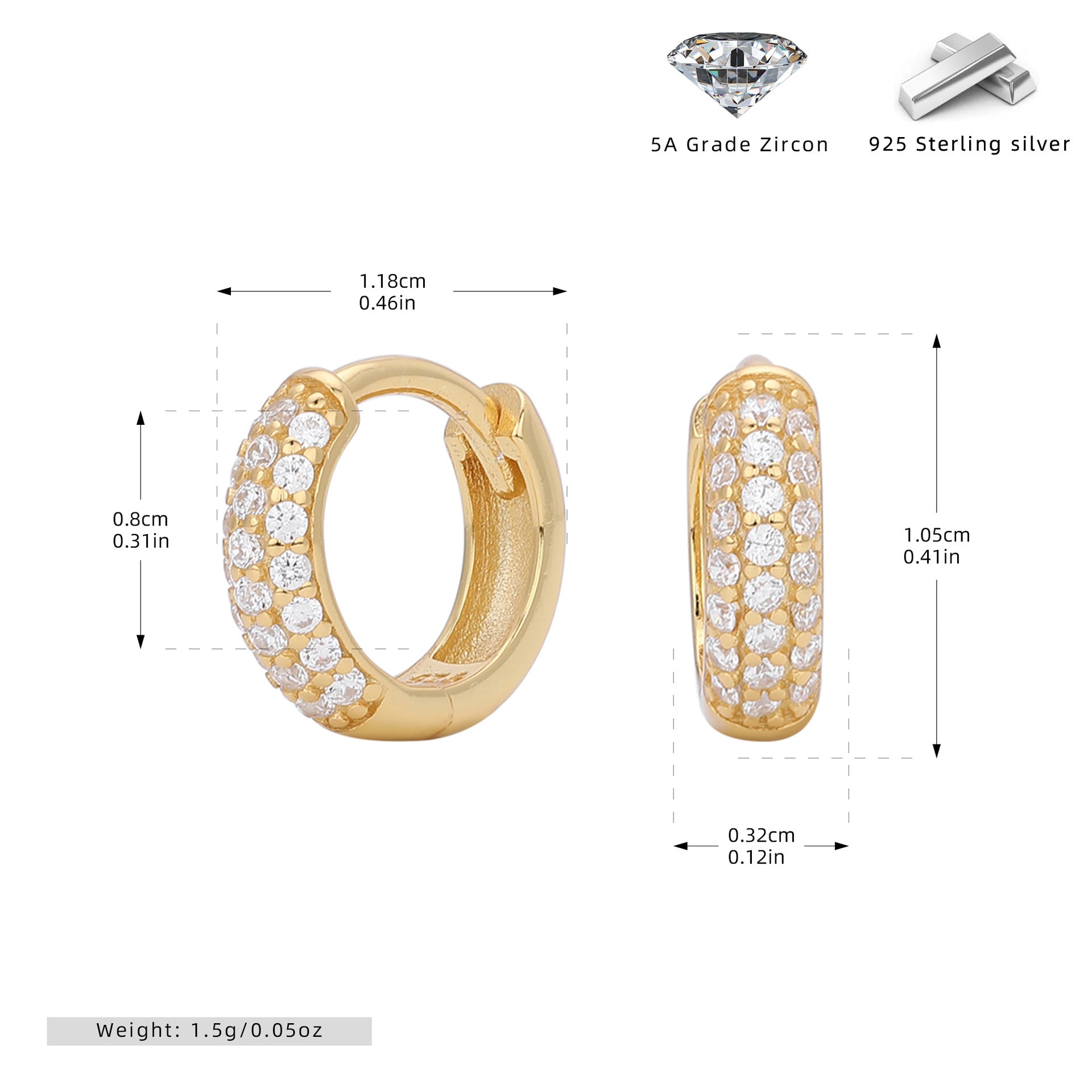 Damen Creolen mit luxuriösem Zirkonbesatz und hochwertigem 925 Sterling Silber Shop Nory