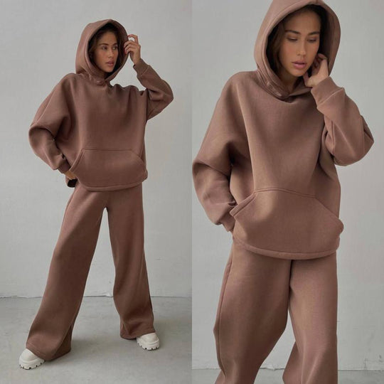 Damen nan Cozy-Komplettset mit extraweichem Oversize-Hoodie, Kängurutasche und High-Waist Palazzo-Sweathose Shop Nory