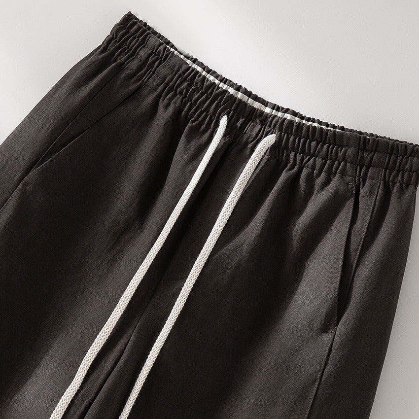 Damen Weite High‑Waist Leinenmix-Hose mit elastischem Bund und Kordelzug Shop Nory
