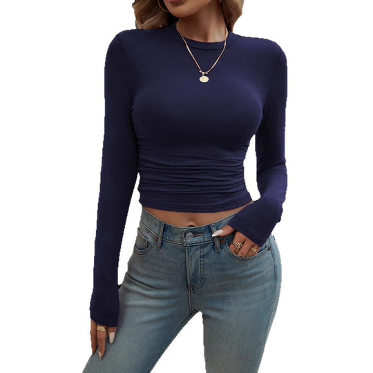 Damen Enges Langarmshirt mit gerafftem Design