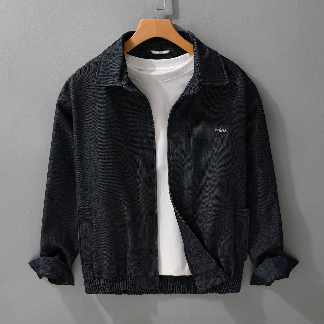 Herren Jeansjacke mit Druckknöpfen und elastischem Saum Shop Nory