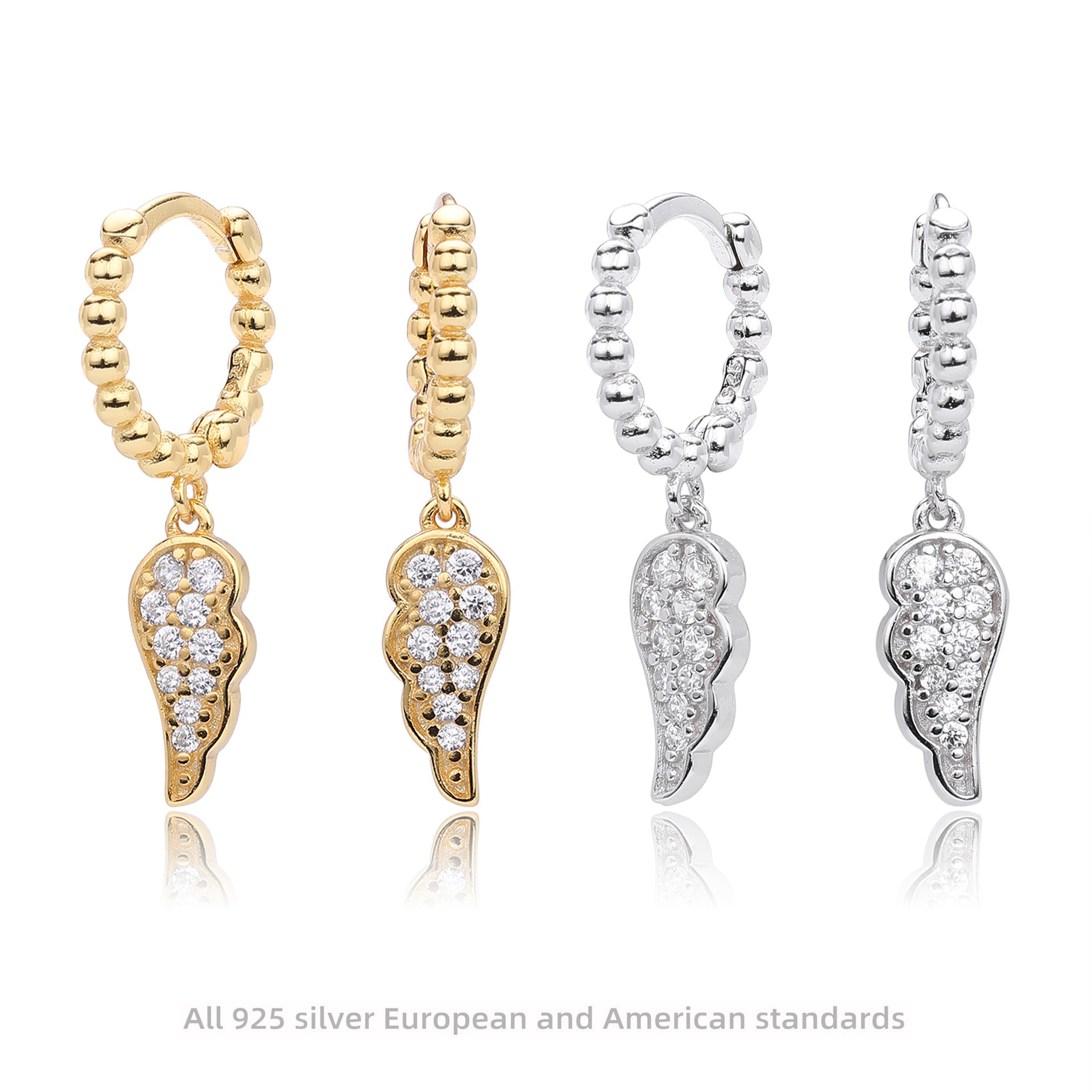 Damen Ohrhänger mit luxuriösem Engelsflügel-Design aus hochwertigem 925 Sterling Silber Shop Nory