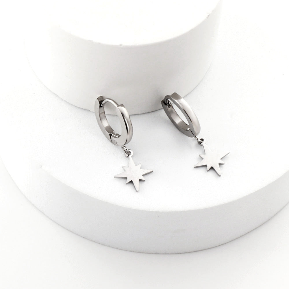 Damen Hängende Ohrstecker mit Sternmotiv aus antiallergischem Edelstahl Shop Nory