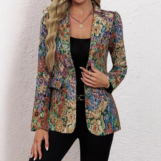 Damen Blazerjacke mit floralem Muster und eleganten Details