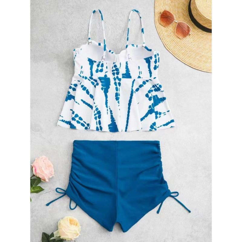 Damen Tankini-Set mit elegantem Volant-Oberteil und hohem Taillenslip Shopnory
