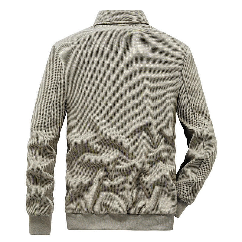 Herren texturierte Strick-Übergangsjacke mit Stehkragen und Reißverschluss Shop Nory