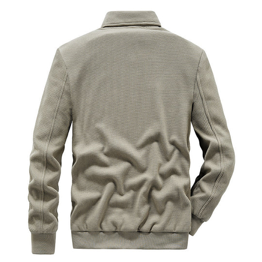 Herren texturierte Strick-Übergangsjacke mit Stehkragen und Reißverschluss Shop Nory