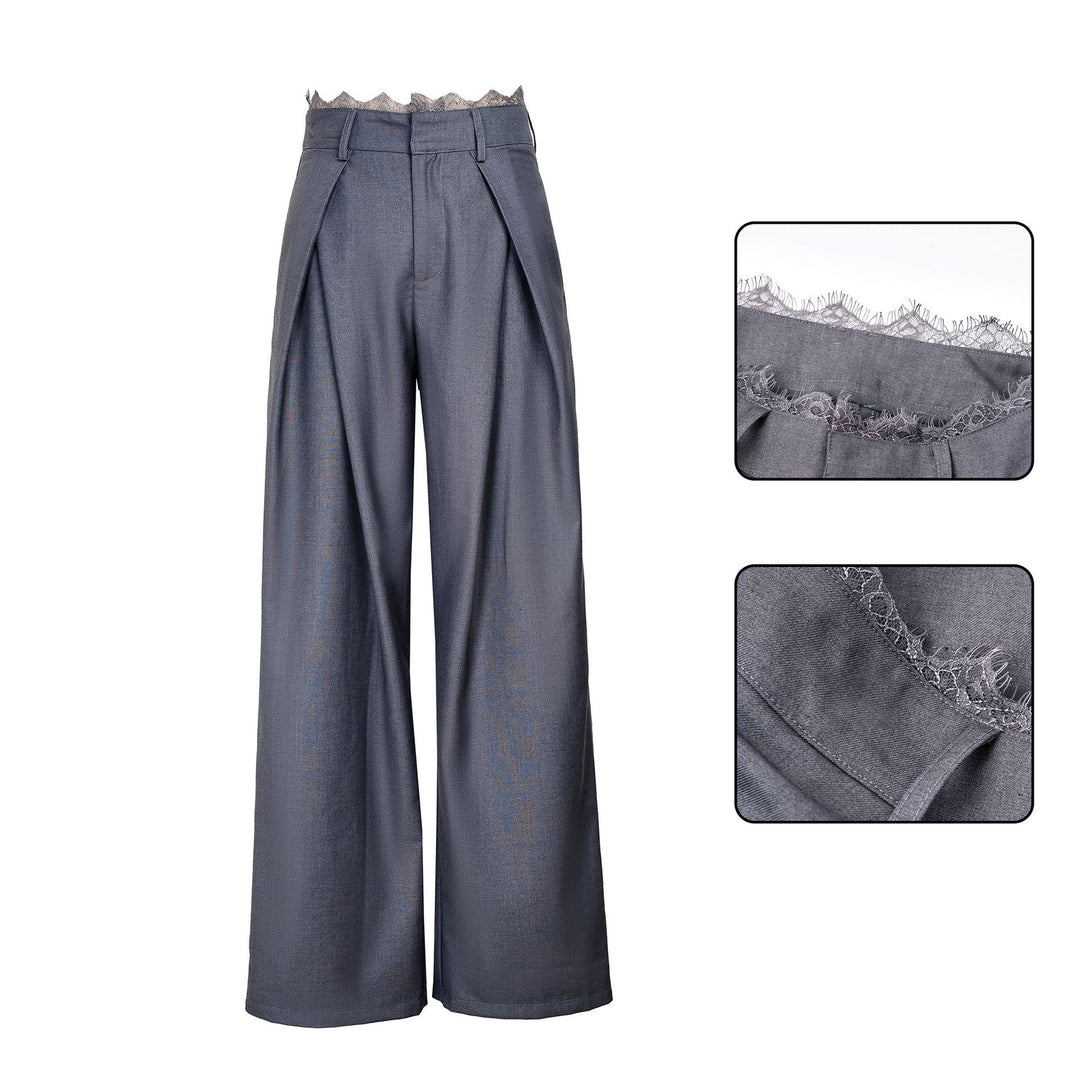 Damen Stylische High-Waist-Hose mit dekorativem Bund Shop Nory