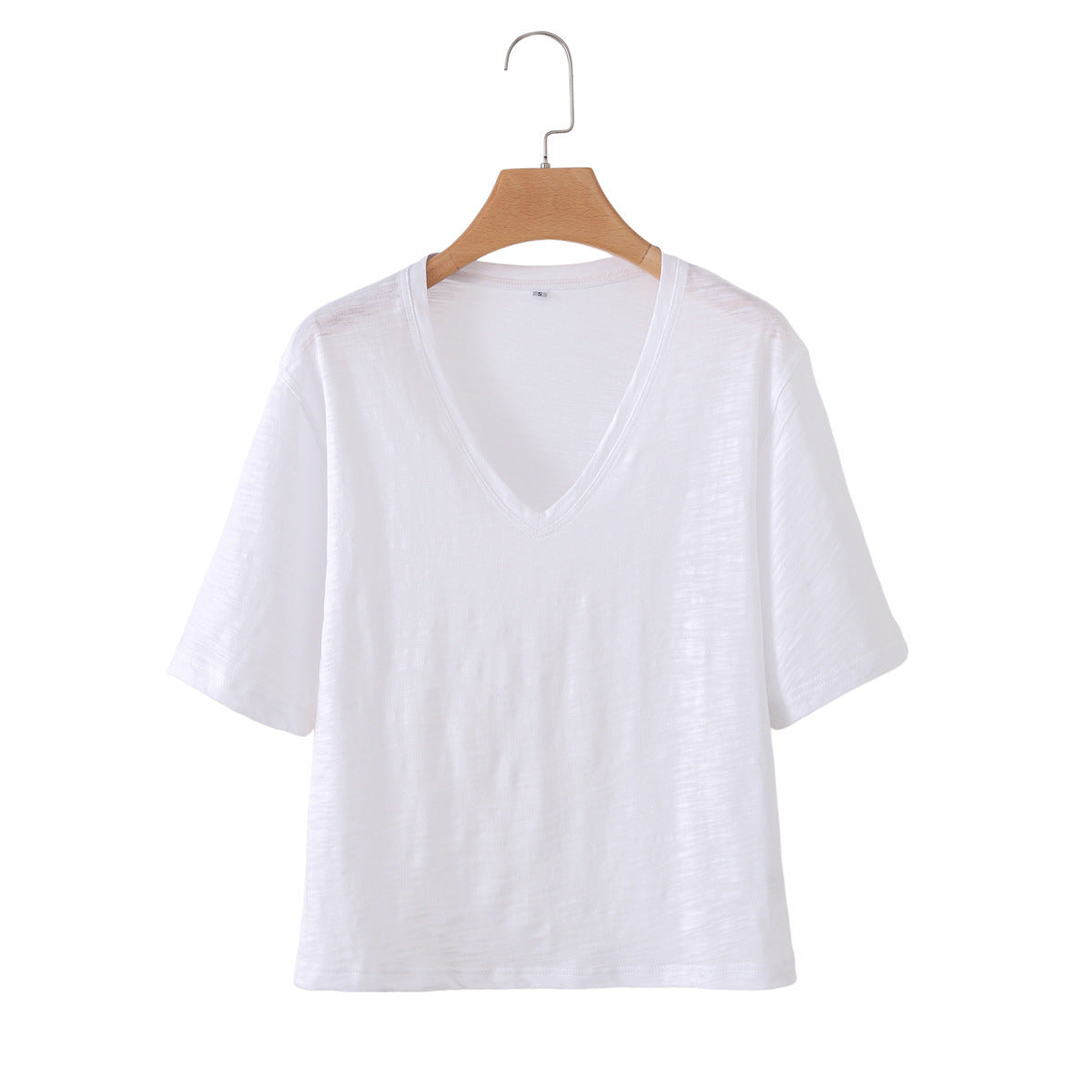 Damen V-Ausschnitt T-Shirt aus hochwertiger Baumwolle mit lässigem Schnitt