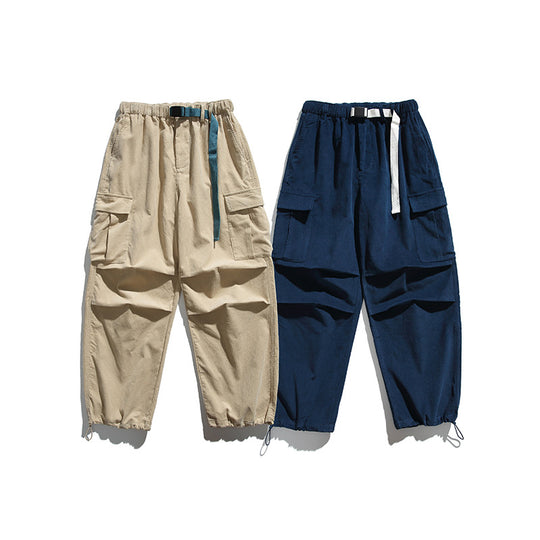 Herren Baggy-Cargohose mit elastischem Bund, Utility-Taschen und Kordelabschluss Shop Nory