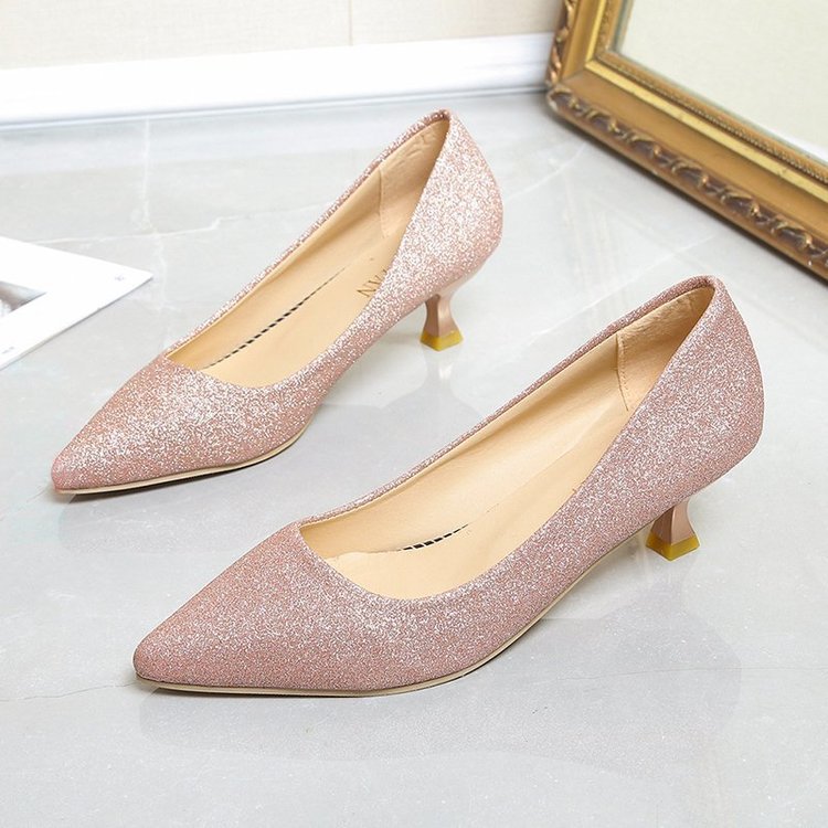 Damen schimmernde Pumps mit elegantem Blockabsatz